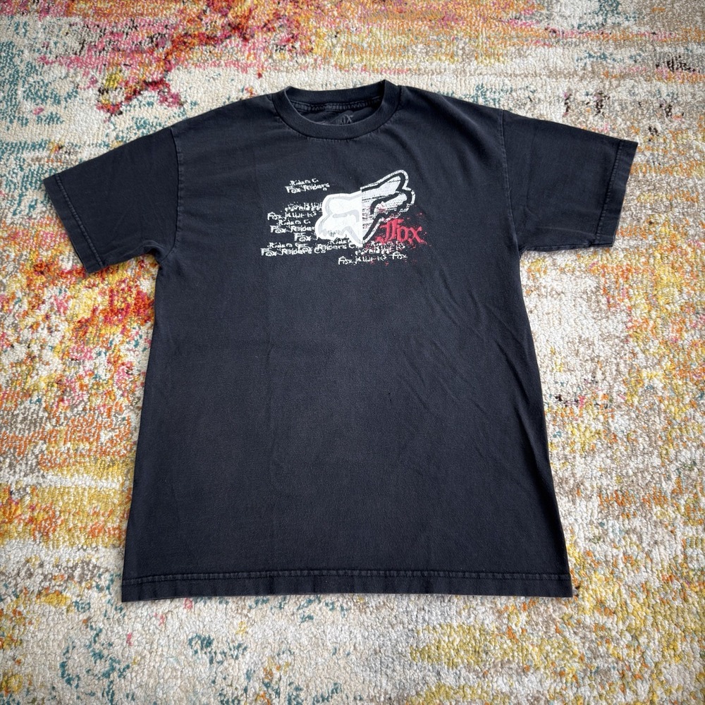 Y2K 2000s Fox Racing T-Shirt Mens Medium Black Fox Deluxe Head Graphic
